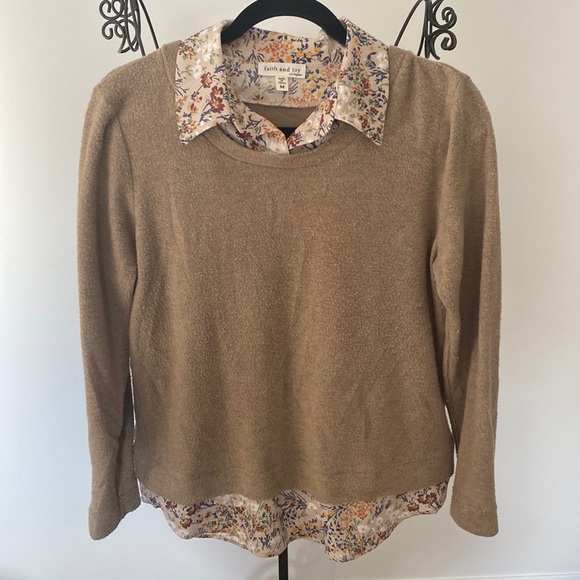 Faith and joy sweater with built in blouse. Worn once and washed and has pilling - Picture 1 of 7
